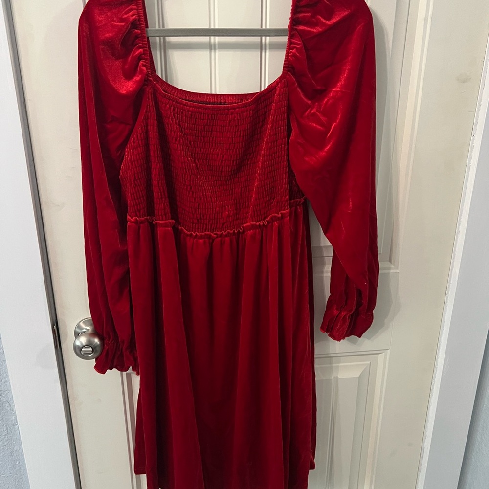 Velvet Red 3/4 Sleeve Dress